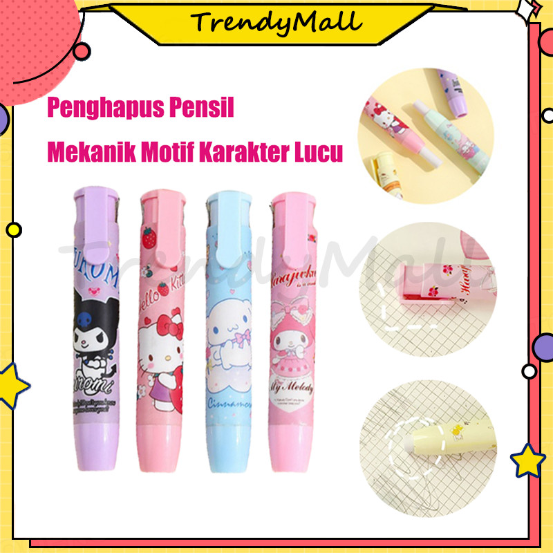 

Penghapus Pensil Mekanik Karakter Sanrio/ Hello Kitty Melody Kuromi Penghapus /Pensil Mekanik Cetekan Press Mechanical Pencil Eraser