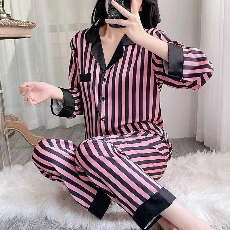2024 baju tidur wanita/Pakaian Tidur Wanita Satin Baju Tidur Lengan Panjang