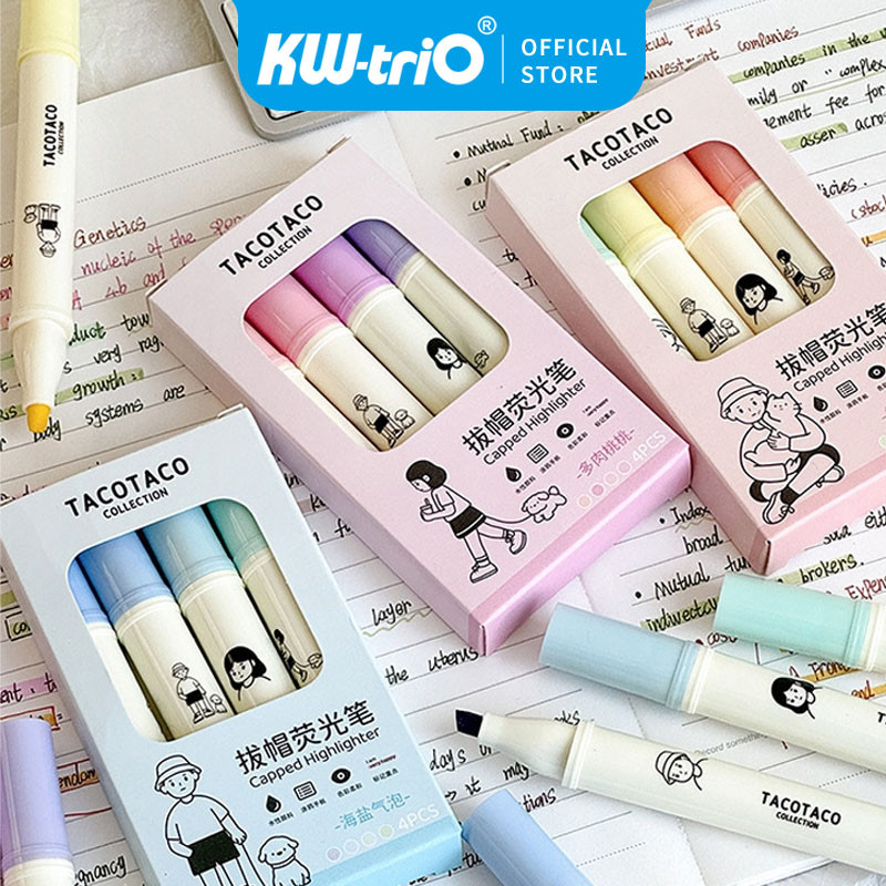 

1 SET ISI 4 HIGHLIGHTER WARNA PASTEL TERANG /cool Pastel Highlighter Pen Marker Spidol Warna Warni Stationery Set Alat Tulis