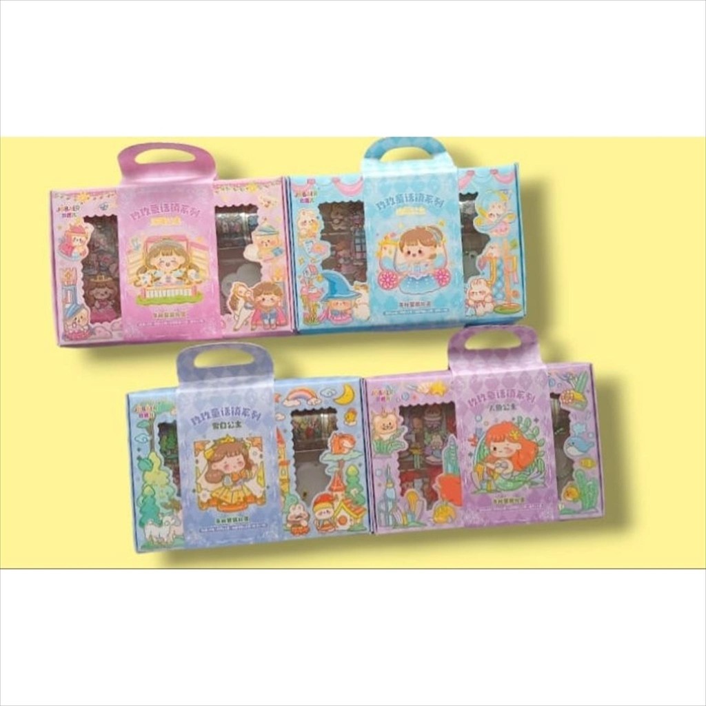 

(Box-Jobaer) Kotak Box Sticker Stiker Box DIY Set Isolasi Pinset Gantungan Keychain Transpatant Akrilik Motif Momo Korean Korea Girl Kawaii