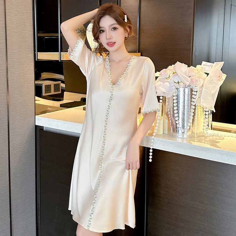 （COD）Piyama Renda Wanita Sutra Es Gaya Korea Baru Baju Rumah/daster/baju dinas malam wanita hot/baju