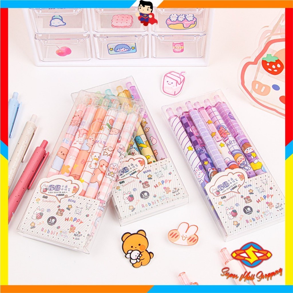 

SMS Pulpen Gel 0.5mm 6Pcs Pen Bolpoin Tinta Gel Cair Model Cetekan Isi12 Pcs Pena Aesthetic Edition Karakter Kartun Lucu