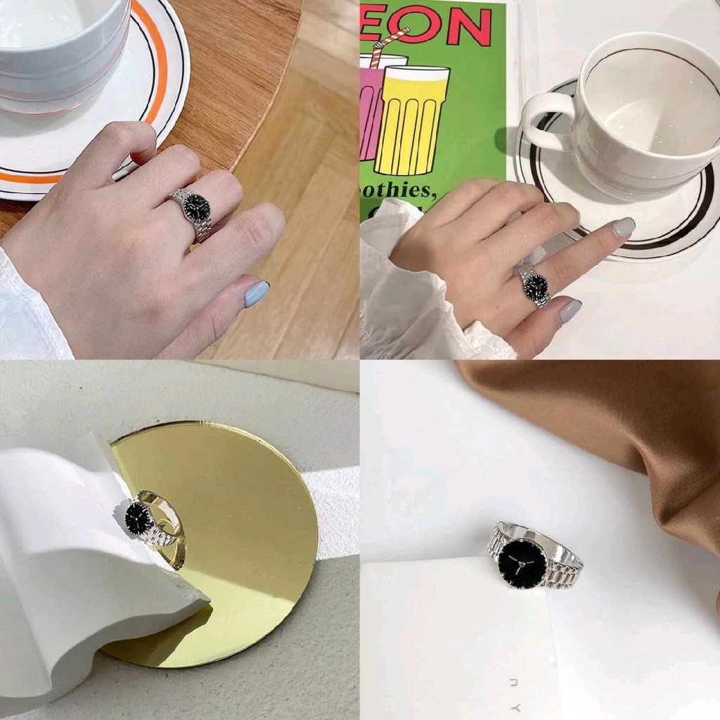 (1 pcs cincin) bentuk jam tangan unik perhiasan cincin Rings