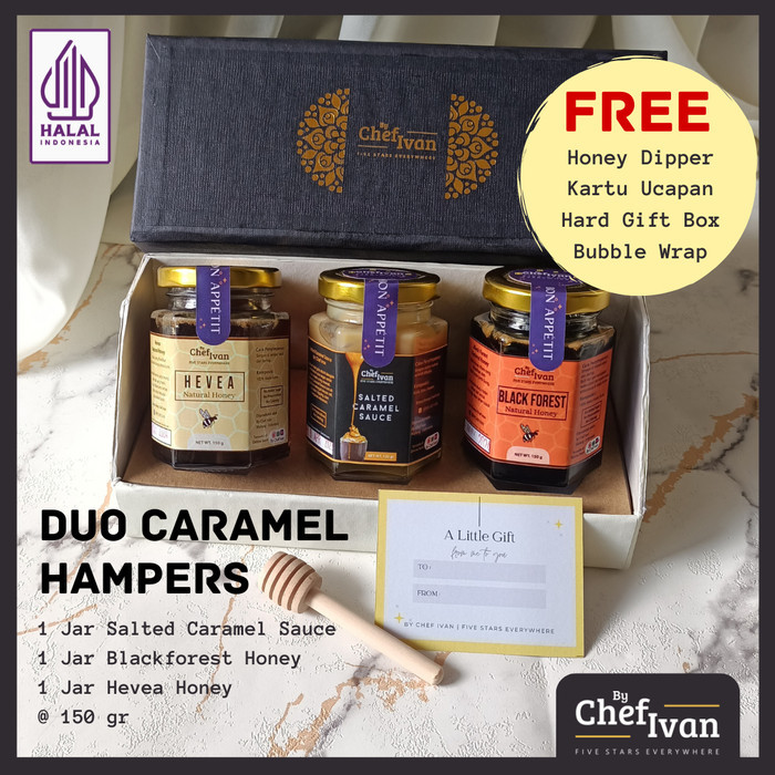 

DISKON Duo Honey Caramel Hampers Madu dan Selai Kurma Parcel Sehat Gift Set