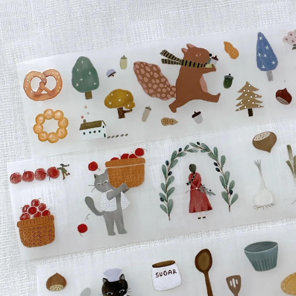 

Snow Vintage In The Forest Girl Washi PET Tape for Card Making DIY Scrapbooking Plan Decorative Sticker