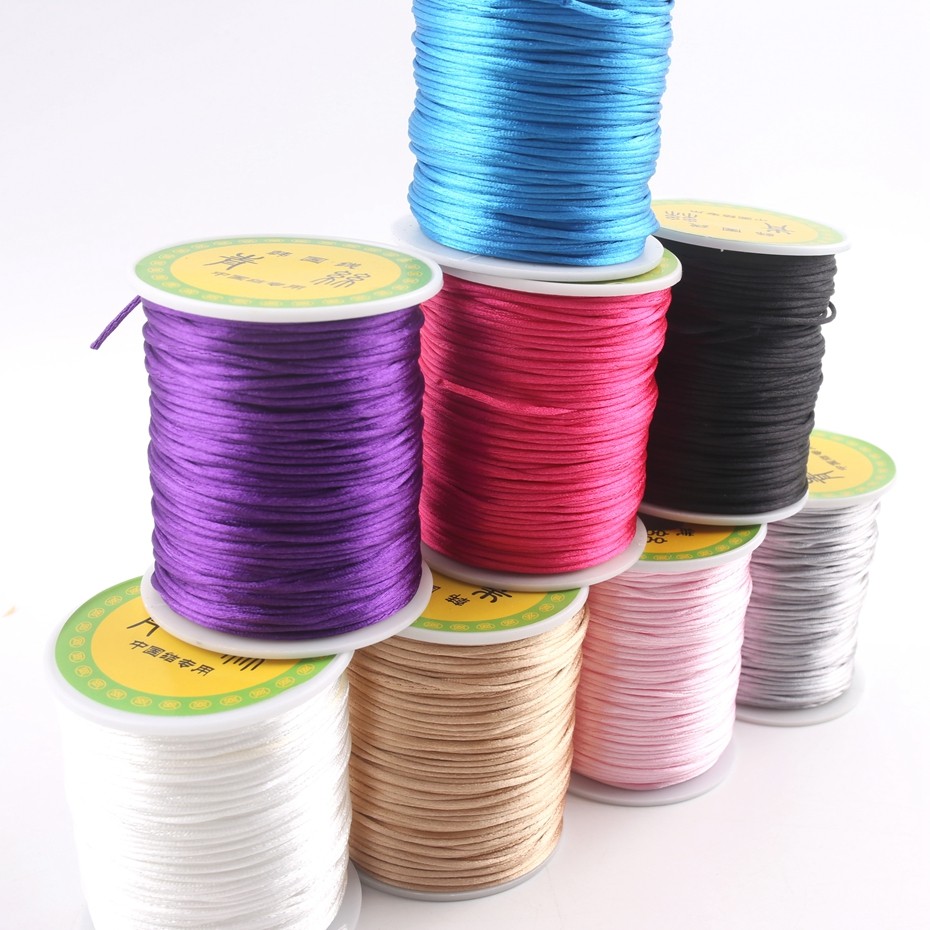 1pc 1mm 75m Satin Silk Rope Nylon Cord Colorful Baby Teether Accessories Teething Necklace Rattail C