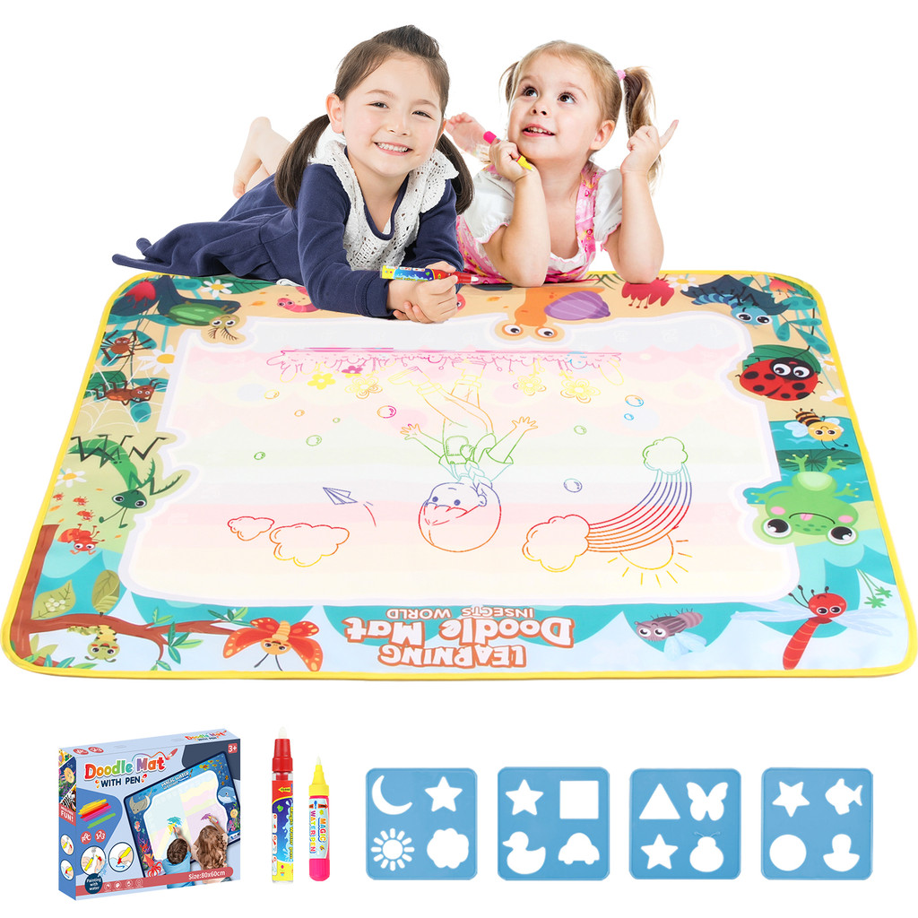 

80x60CM Kids Coloring Doodle Magic Water Drawing Mat with Reusable Magic Pens Montessori Painting Board Educational Toys Gifts