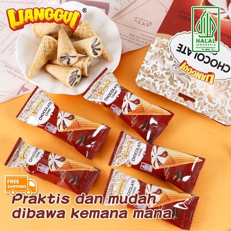 

[Makanan viral] Lianggui HALAL Chocolate Cones Vanilla Strawberry Crisp Roll Wafer Ice Cream Flavour Wafer Roll Biskuit Coklat Bentuk Ice Cream Wafer CHOCO COCONUT/ STRAWBERRY/ CHOCO & MILK SWEET Wafer Bulat Salut Chocolate Cones Cones