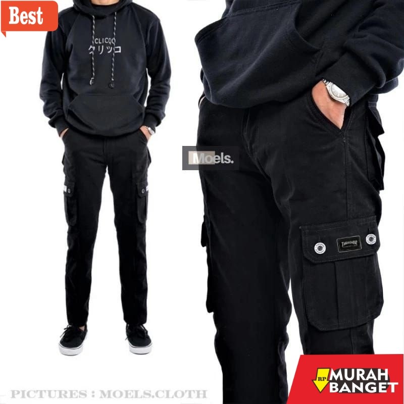 celana panjang pria yang lagi trend Celana Cargo Panjang Pria Original Kain Katun Tebal Celana Kargo
