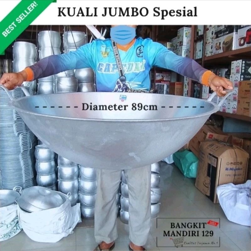 Wajan Kuali Kancah Jumbo No.40 No.36 kancah Penggorengan Super besar alumunium Cor tebal