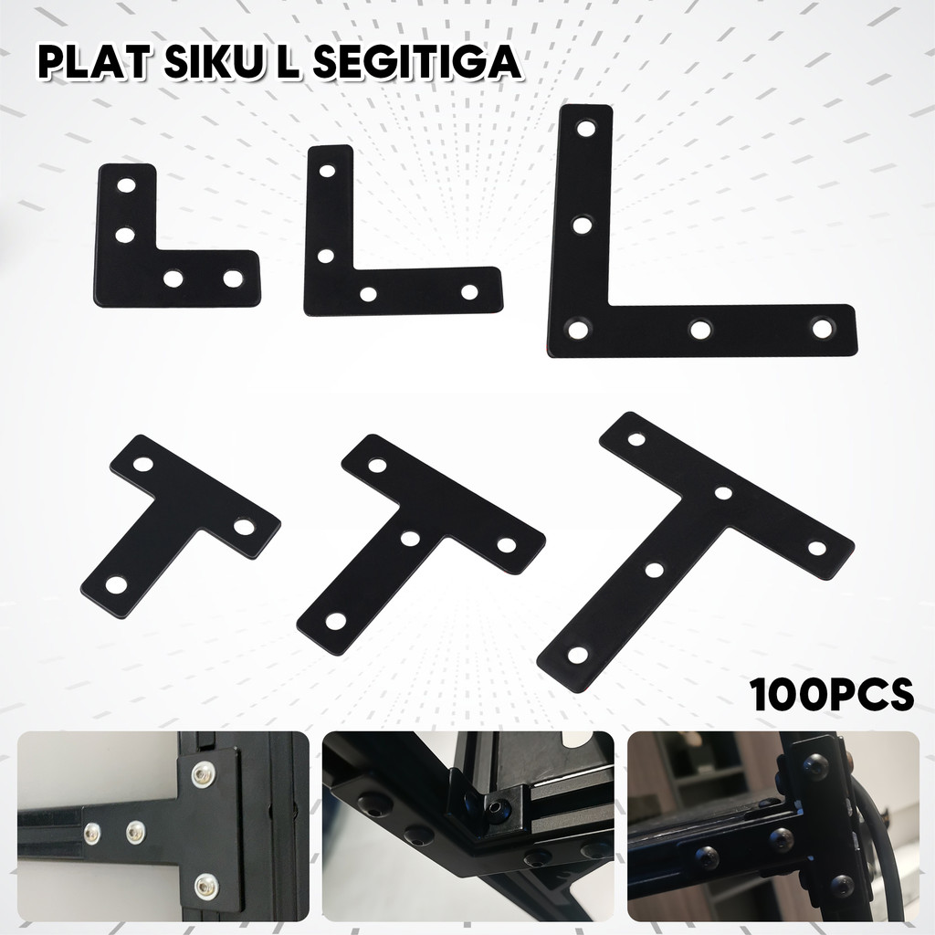 100 Pcs Plat Siku L Segitiga / Siku Konektor L / Connector Sambungan Stainless/Plat Siku/Siku Sudut
