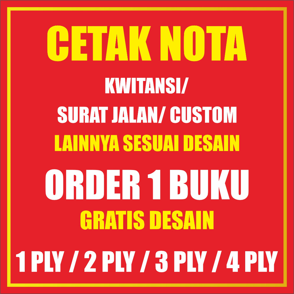 

CETAK NOTA/ KWITANSI/ SURAT JALAN/ BON/ INVOICE/ LAINNYA, BAHAN NCR CARBON RANGKAP zain Grafika