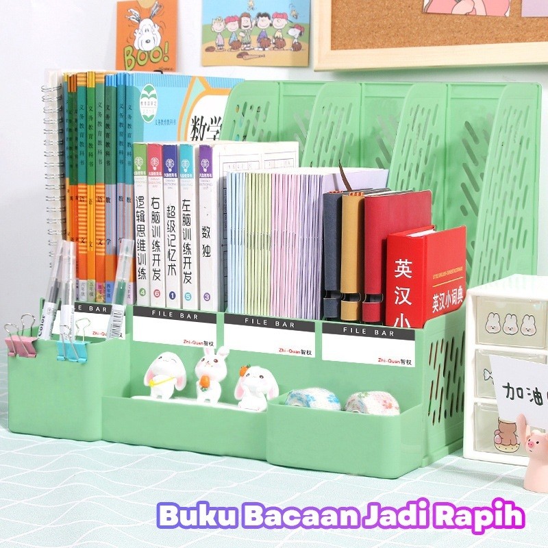 

Hoptech - Desktop Organizer File Organizer Rak Buku Sekat Ins Minimalis Meja Belajar Stationary Kit