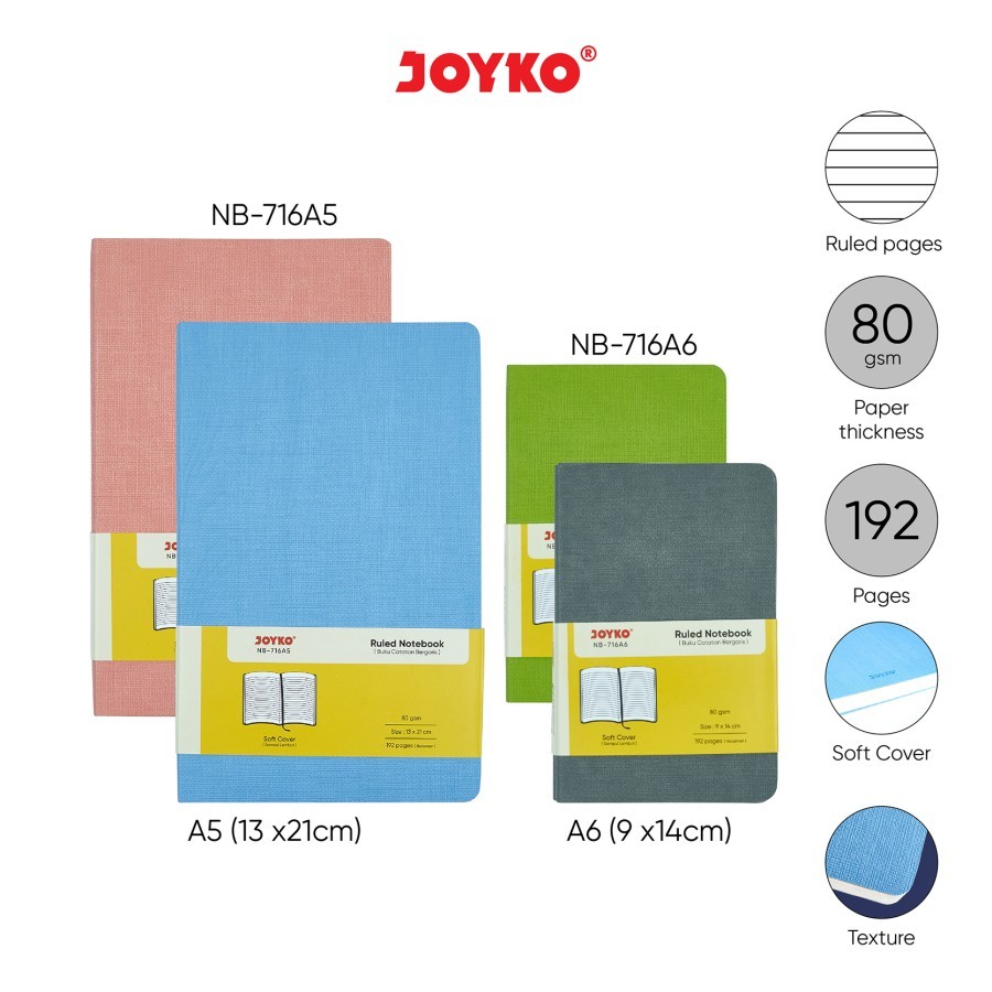 

JOYKO Buku Tulis Catatan Bergaris Ruled Notebook NB 716 A6