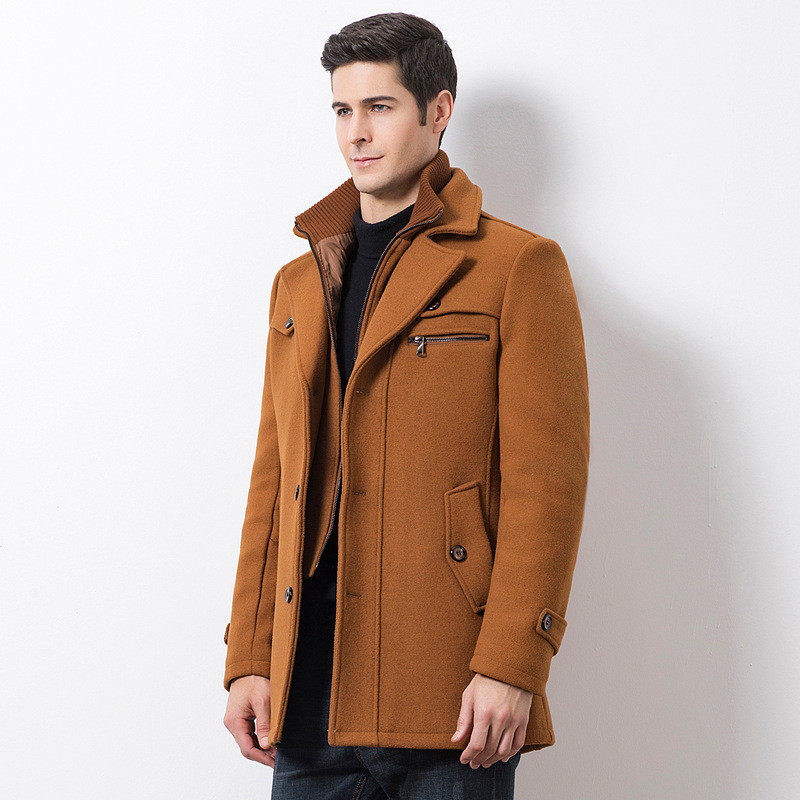 New Winter Wool Woolen Cloth Coat Trench Coat Thick Coat Casual Men'S Wear