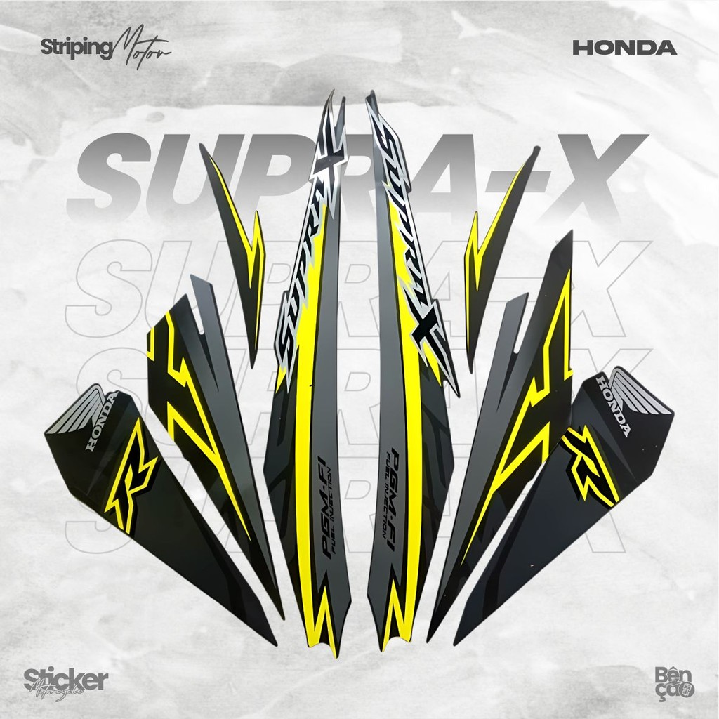 Striping Stiker Motor | HONDA SUPRA X 125 FI 2018 kuning standar berkualitas | Bencao