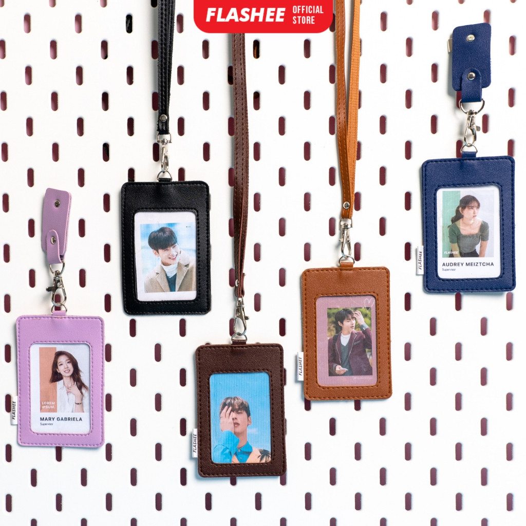 

Flashee Lanyard ID Card Holder Kulit Termasuk Tali Dan Penjepit Name Tag Bisa Custom