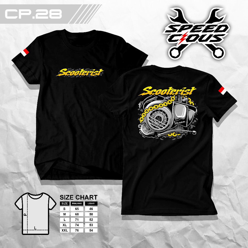 Kaos Racing Mesin Vespa PX 2 Stroke Scooter Original Speedcious - Baju Distro Mesin 2 Tak TWO STROKE