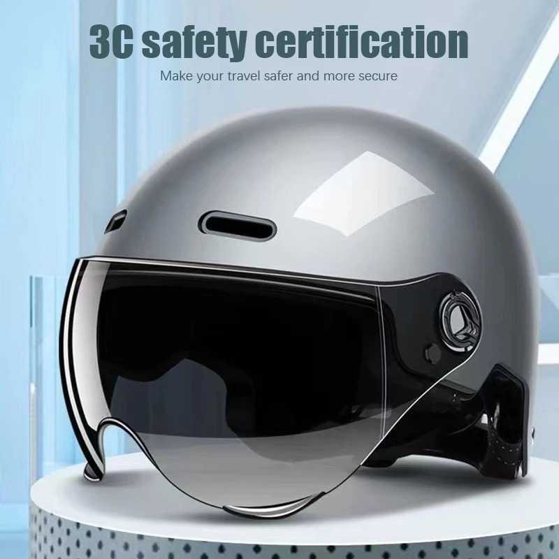 Helm Sepeda Skuter Half Face Dark Visor Retro Vintage