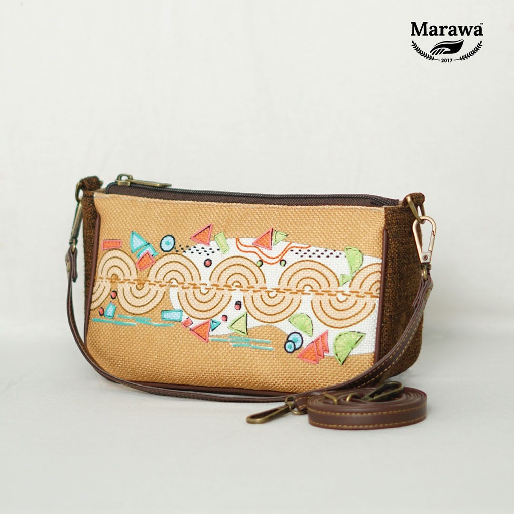 MARAWA Tenzo - Nadea Shoulder Bag Tas Etnik Mini Wanita Handmade Coklat