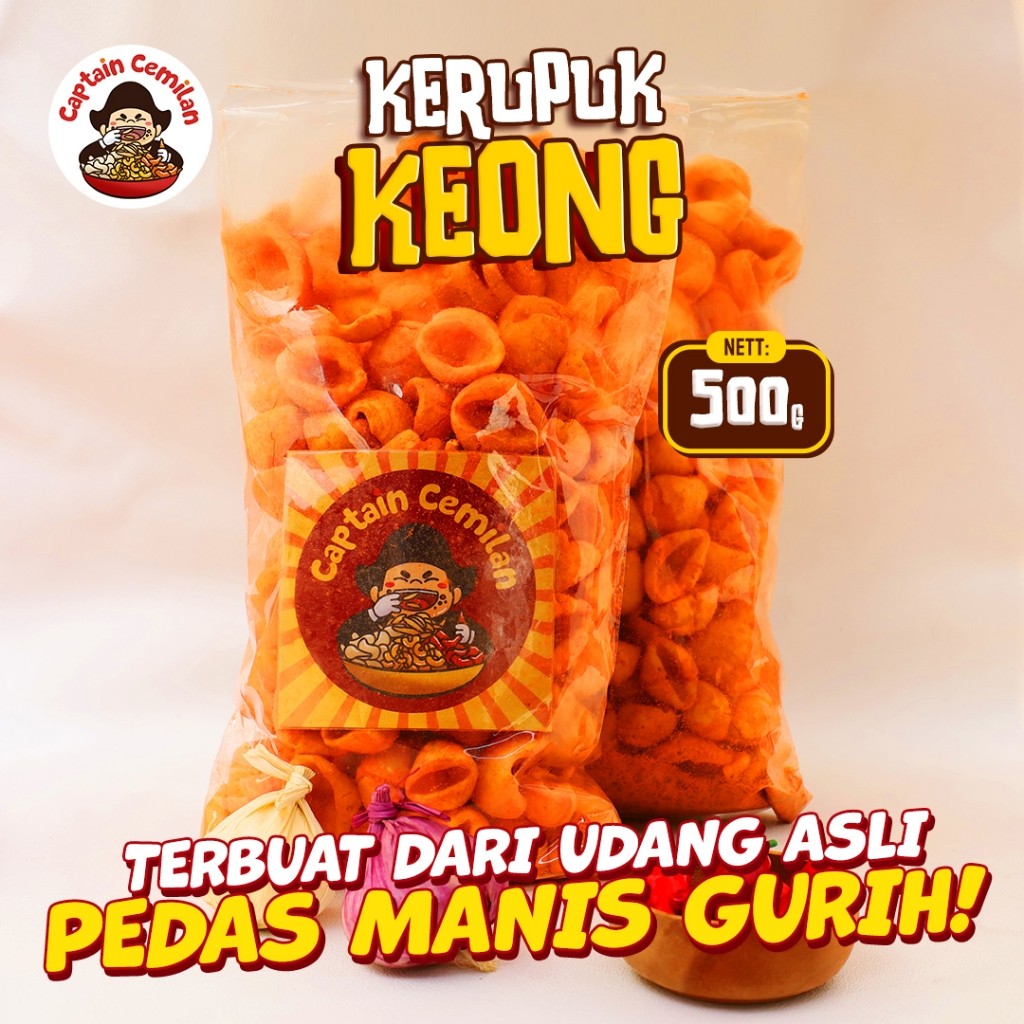 

500gram Kerupuk Keong Pedas Balado renyah kriuk Captain Cemilan