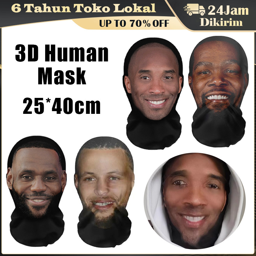 Kobe James Jordan Curry Menunjukkan Wajah Manusia Yang Meniru Seluruh Penutup Kepala Topeng 3D Wajah
