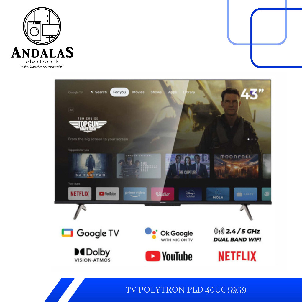 POLYTRON LED 43 PLD-43UG5959 PLD 43UG5959 4K UHD Smart Google TV