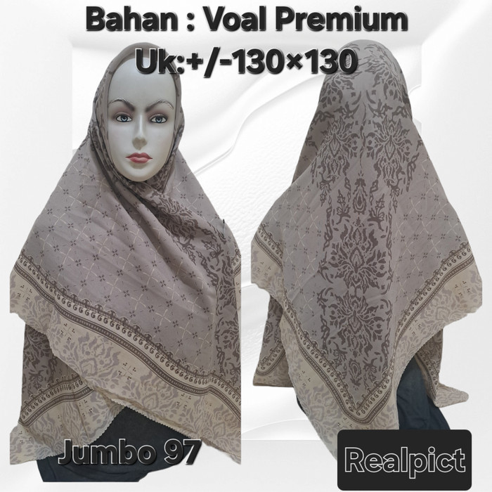 ✨TERLARIS✨ -hijab segi empat UK 130x130 kode 91 Jumbo 120 lasercut voal premium - jumbo 91