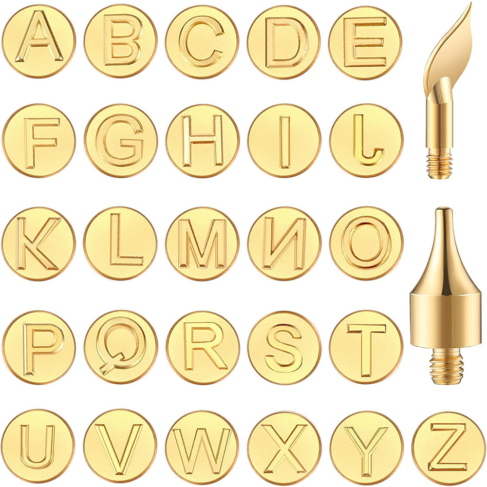 

28/56 Pcs Wood Leather Burning Set Tip Letter Wood Burning Tip Including Alphabet Number For Wood Craft DIY Embossing Carving