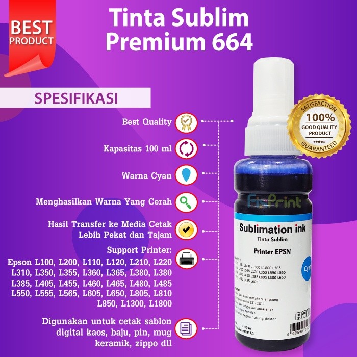 Tinta Sublim 664 673 Epson 100ml Ink Sublime Printer L120 L121 L1300 L1800 L565 L360 L310 L300 Subli