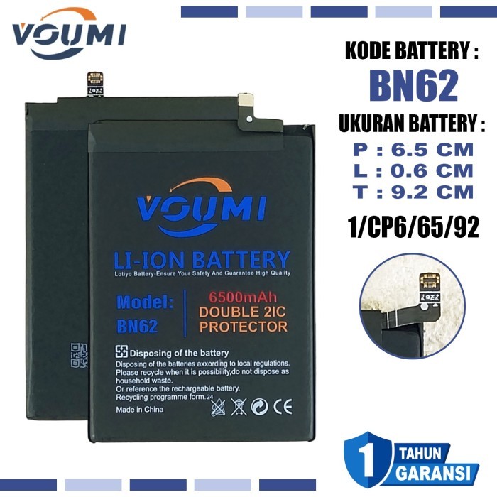 Batere Batre VOUMI BN62 Baterai Battery Double IC Power high Capacity Compatible Hp Xiao mi Redmi 9T