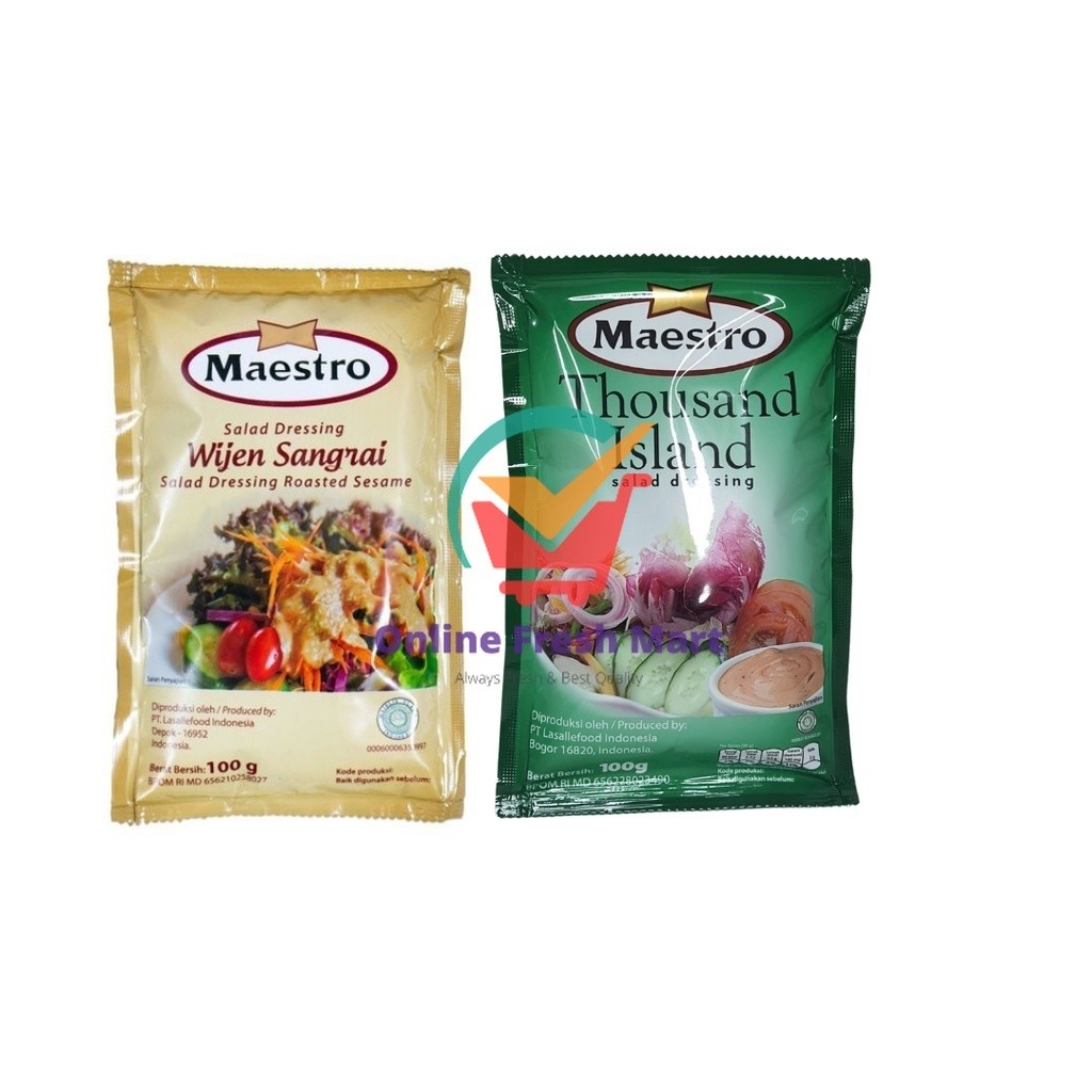 

Maestro Salad Dressing Sachet Roasted Sesame Wijen Sangrai Thousand Island 100g Halal - Online Fresh Mart Denpasar