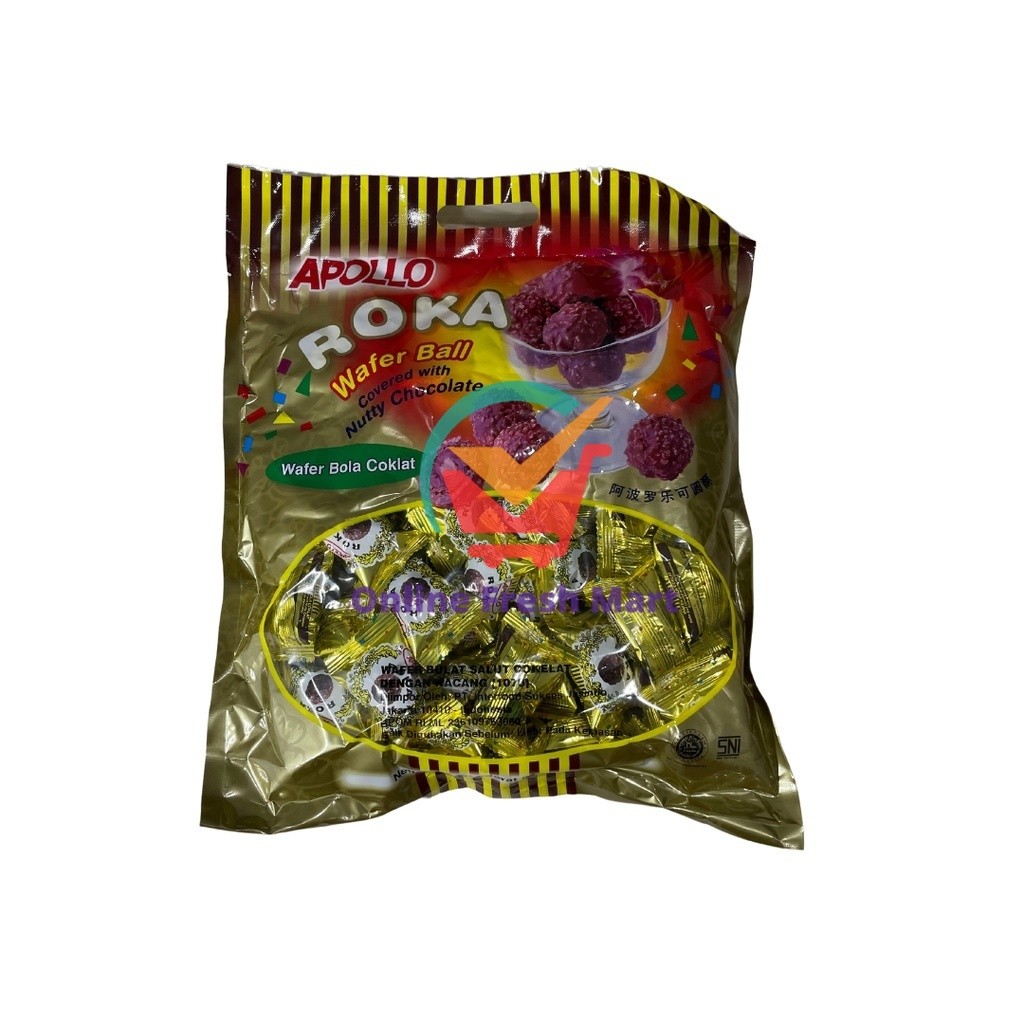 

Apollo Roka Wafer Ball Coklat Kemasan Refill 420g Isi 70 pcs - Online Fresh Mart Denpasar