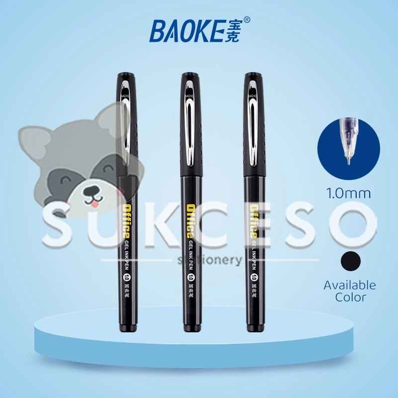 

BAOKE Pen Gel 1.0mm PC1048 Black / Pulpen Pena Kantor SATUAN Murah