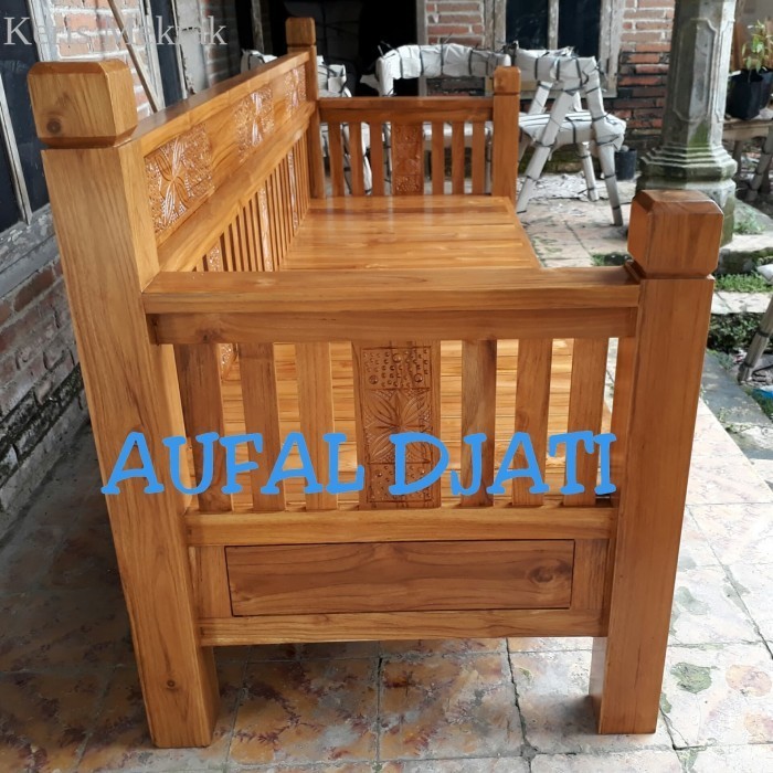 Kursi bangku bale bale resban lincak laci minimalis jati jepara termurah