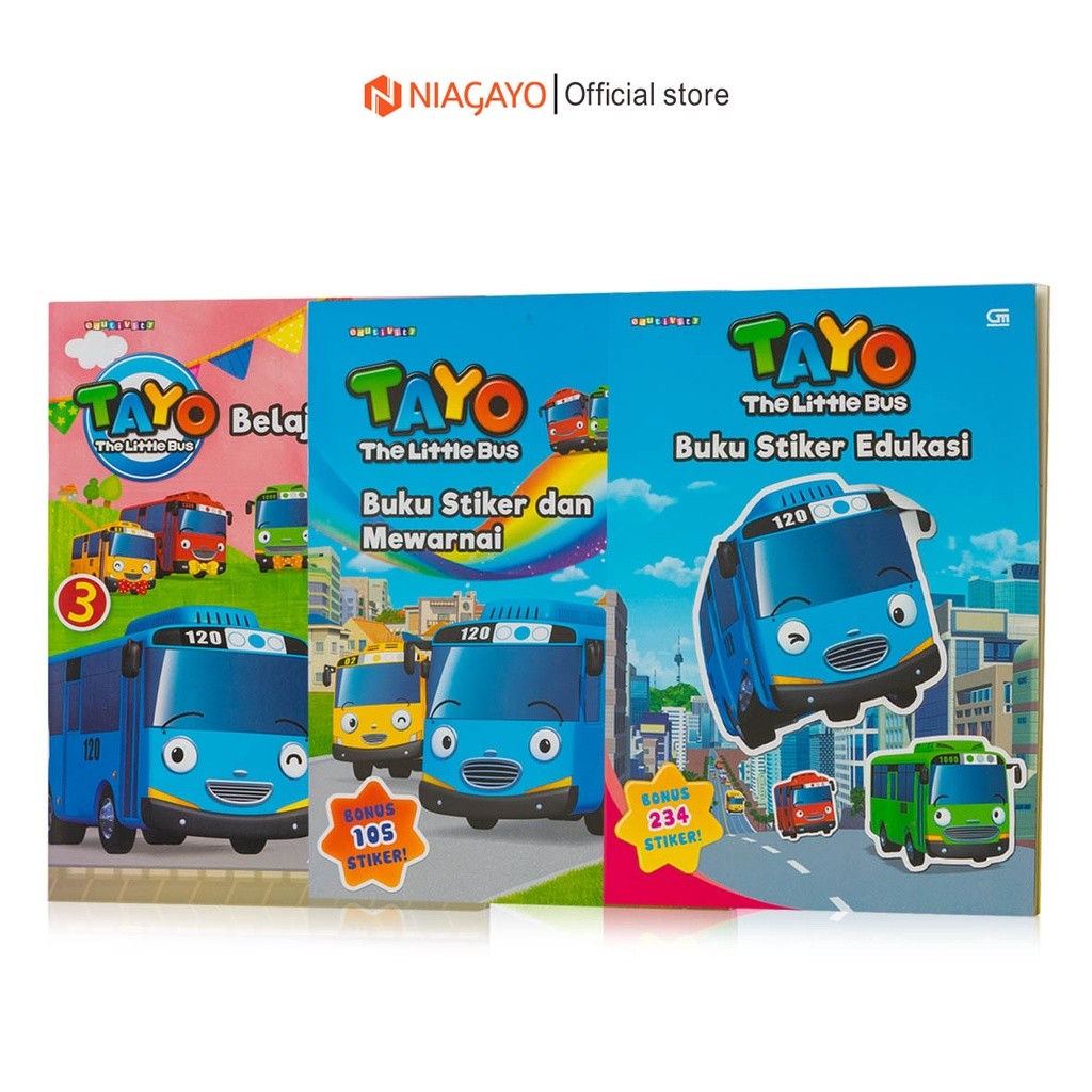 Buku Anak TK PAUD Pendidikan Seri Buku Stiker Tayo The Little Bus Edukasi Dan Mewarnai Bonus 105 dan