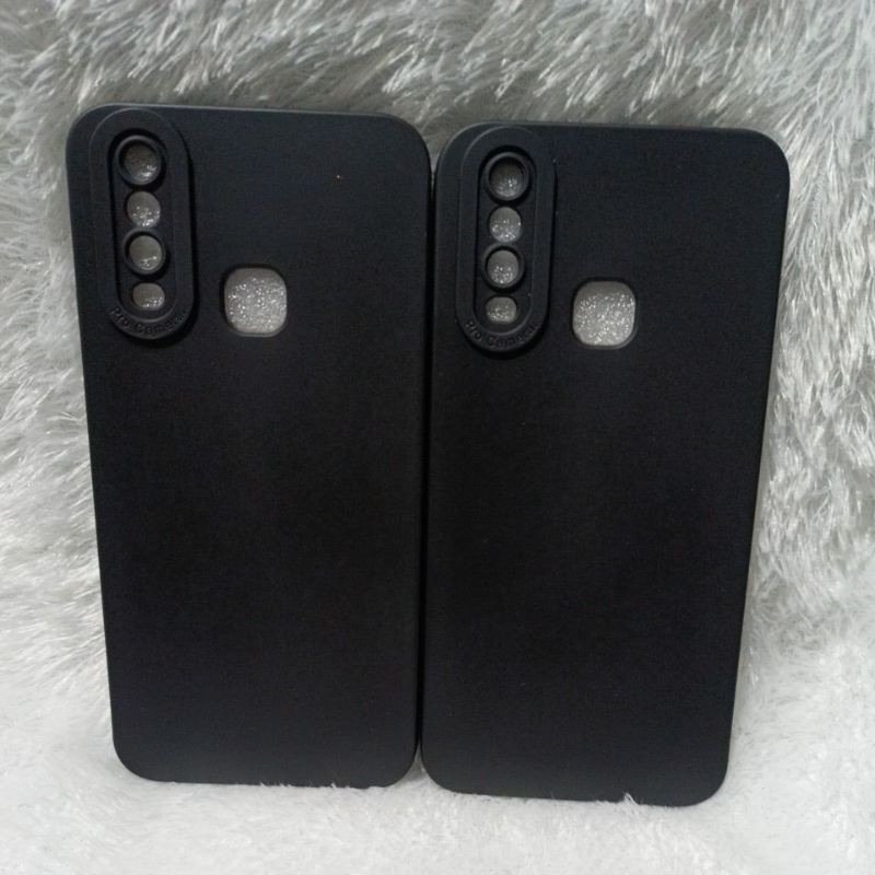 SoftCase Pro Camera Black Hitam Vivo Y12/Y15/Y17 Silicone Case Macaron Pelindung Cover Belakang Hp