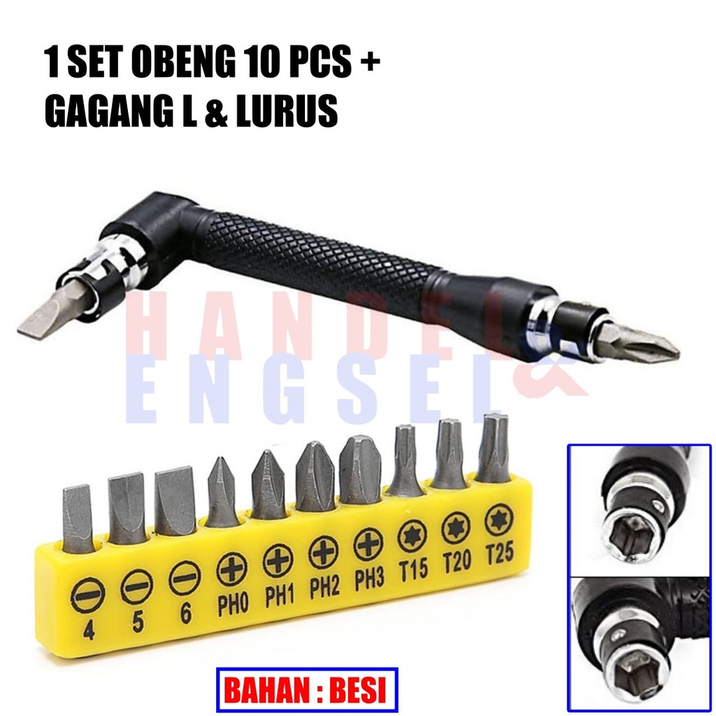 Kunci Pas Siku Mata Obeng Set Plus Minus Dual Head Obeng L Shaped Socket