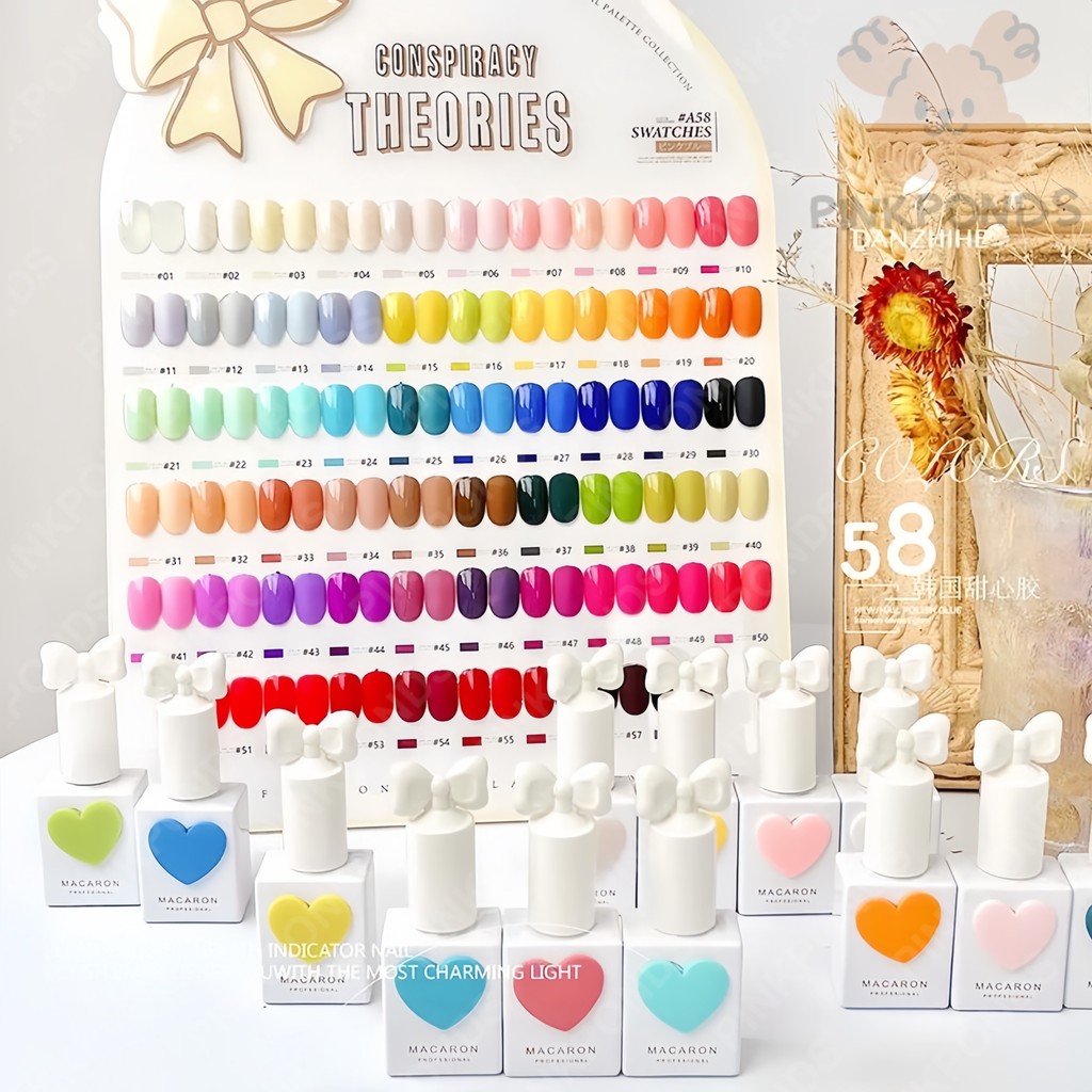 Sansu 58 Color UV Gel Nail Polish Set 15ml  Macaron Set Cat Kuku Gel Dengan Grafik / Sweetheart Seri