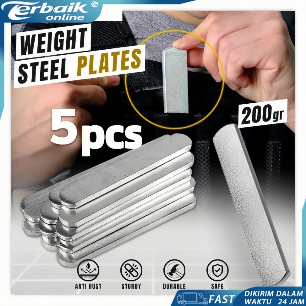 5 pcs Plat Baja Pemberat - Dapat Diatur untuk Kaki, Lengan, dan Rompi
