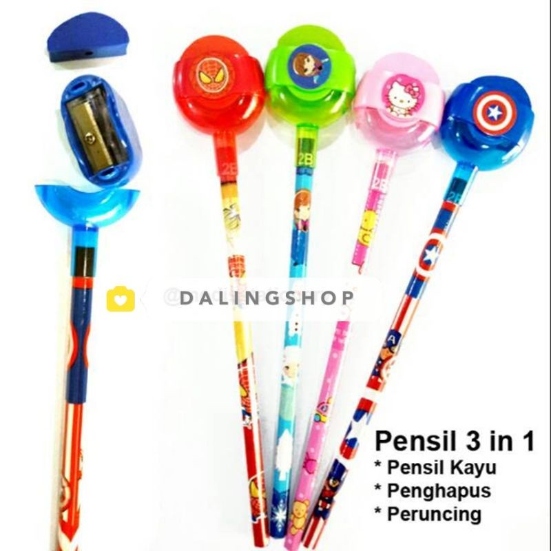 

Dalingshop / Pensil Karakter / PENSIL 3 IN 1 KARAKATER TAYO SPIDERMAN UNICORN FROZEN LOL