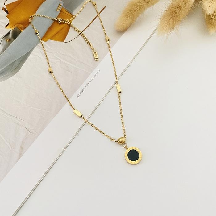 KALUNG TITANIUM WANITA LIONTIN BULGARI ROSE GOLD ANTI KARAT DAN LUNTUR SELAMANYA Kalung Titanium - G