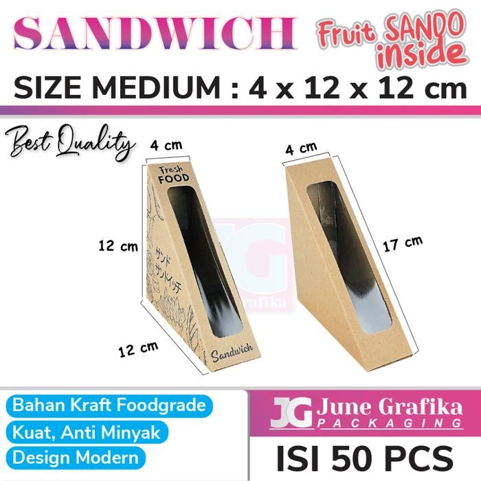 

(Isi 50pcs) Kemasan / Box Sandwich / Packaging Kraft Sandwich / Kotak roti Kraft / Mika Segitiga Sandwich / Mika Sandwich Segitiga / Mika Sandwich / Mika Fruit Sando - M Isi 1 Polos