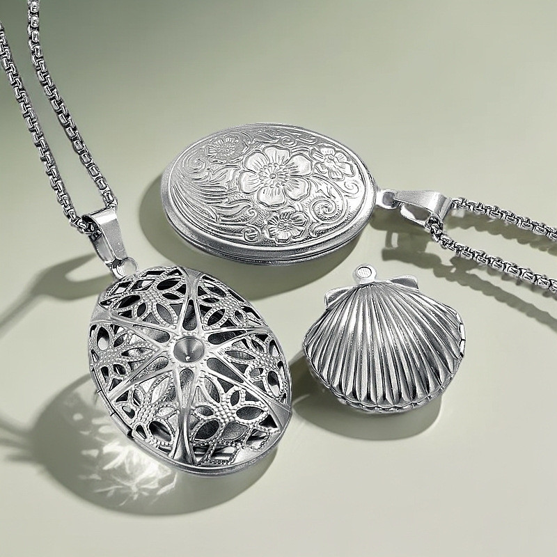1 Pcs Charm Liontin Locket Stainless Steel Insert Paper Photo Inside - PART 2