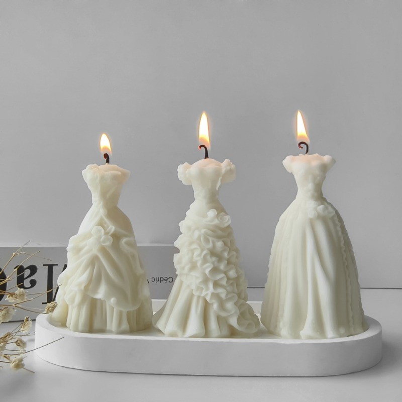 

Bridal Dress Silicone Mold Diy Handmade Wedding Dress with Scented Candle Soap Plaster Resin Crafts Mold Wedding Decoration Gift