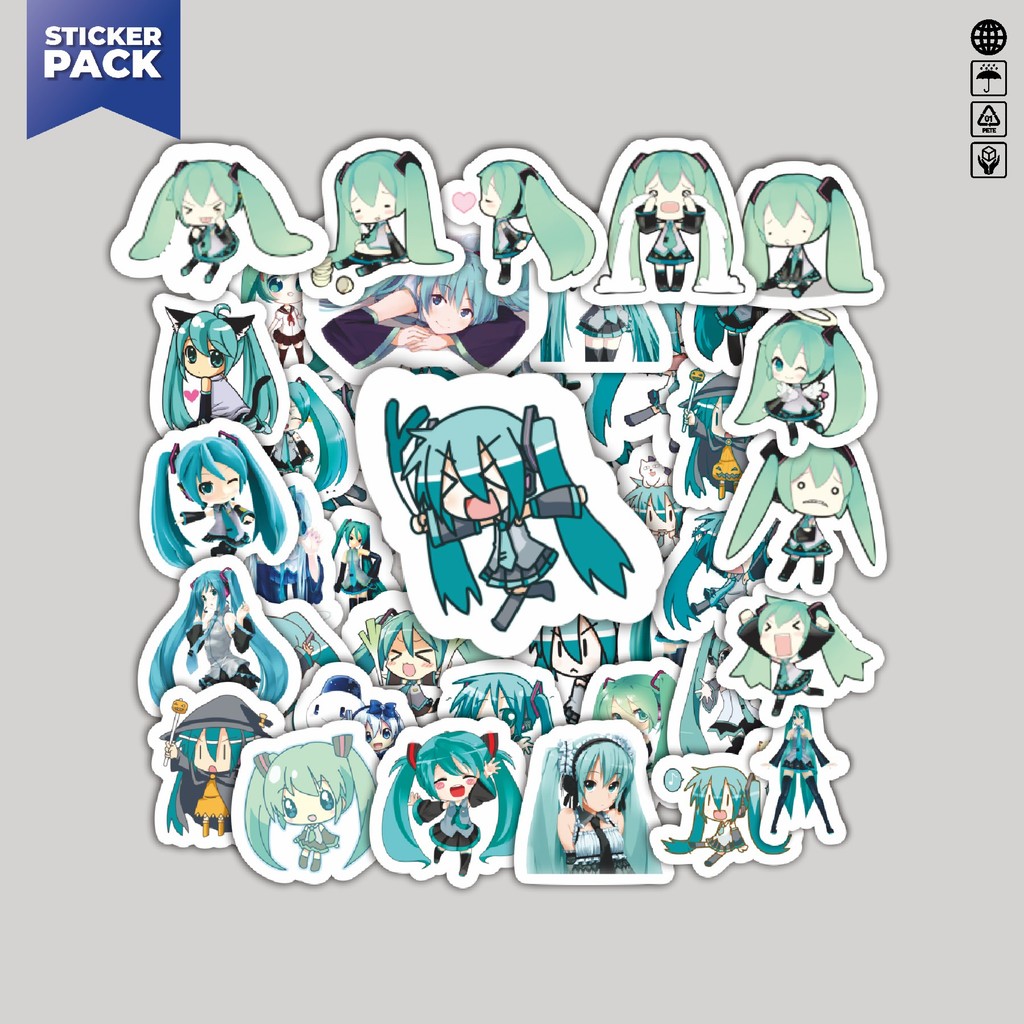 

[100PCS]Stiker Pack Stiker Anime Hatsune Miku Aesthetic Vinyl Anti Air Dekorasi Sticker Laptop Buku Journal Koper Helm Casing HP Gitar Helm Skateboard