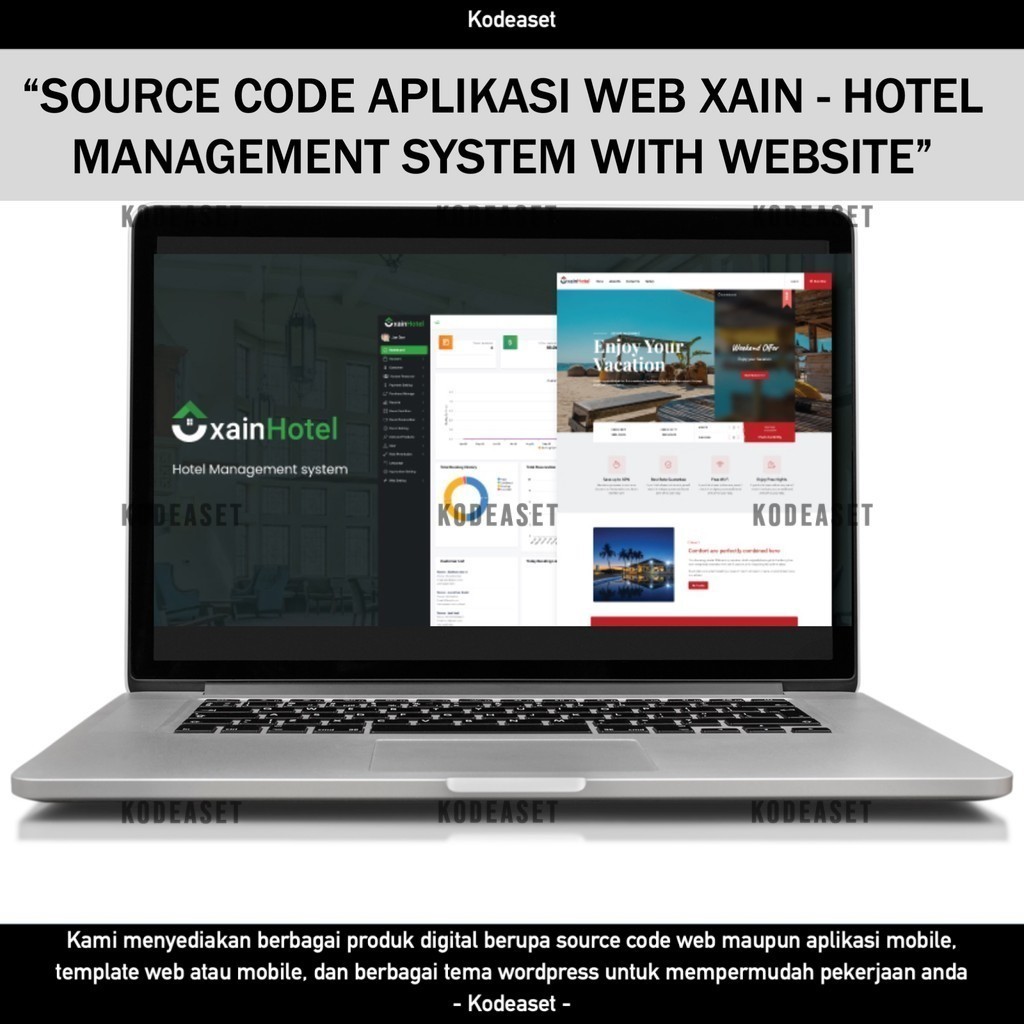 SOURCE CODE APLIKASI WEB XAIN - HOTEL MANAGEMENT SYSTEM WITH WEBSITE KODEASET