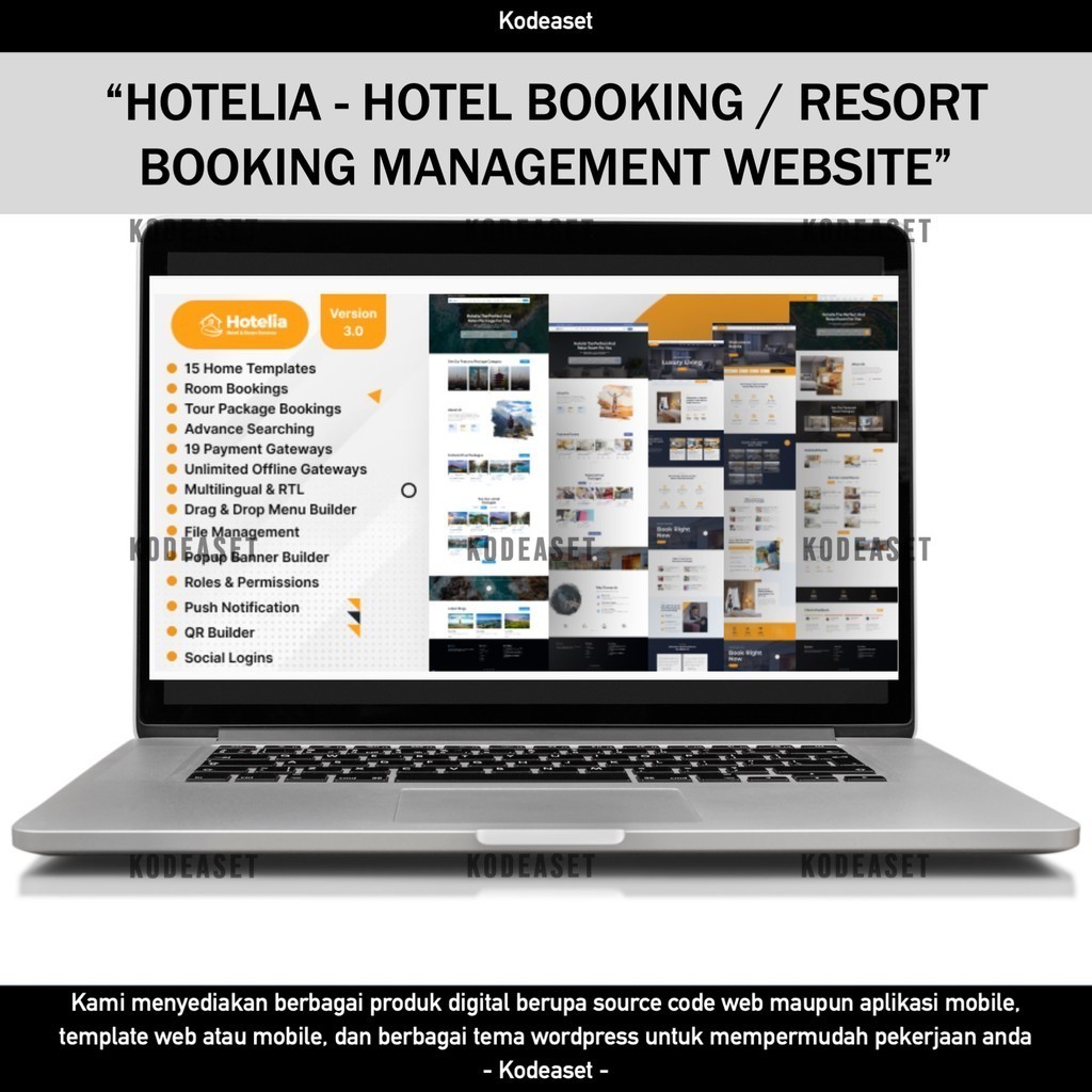 SOURCE CODE APLIKASI WEB HOTELIA - HOTEL BOOKING / RESORT BOOKING MANAGEMENT WEBSITE D280 KODEASET