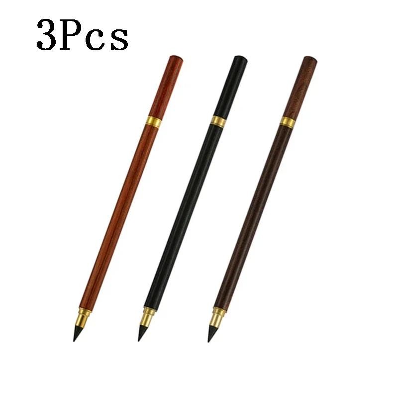 

Retro Brass Wooden Eternal Pencil Set Unlimited HB Writing Replaceable Tip Students Drawing Art Sketch Pencil Kawaii Stationery