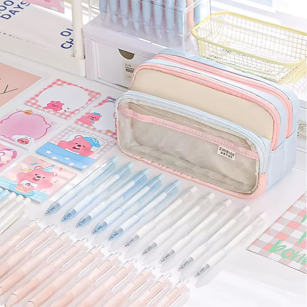 

New Color-Block Pencil Case Large Capacity for School Students